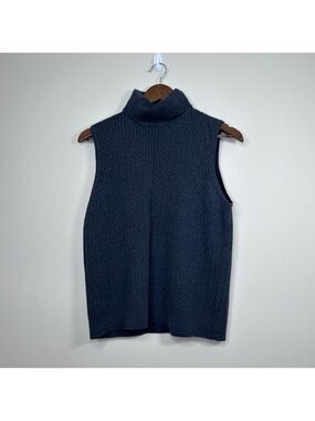 Jeanne Pierre Sleeveless Turtleneck Cable Knit Sweater Gray XL